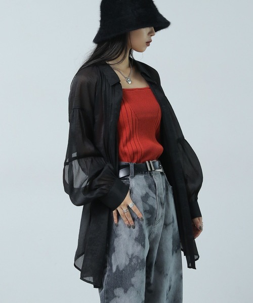 PAGEBOY（ページボーイ）の「ドライタッチシアーボリュームシャツ（シャツ/ブラウス・レディース・オフホワイト/ブラック/ブルー・FREE）」の12枚目の写真