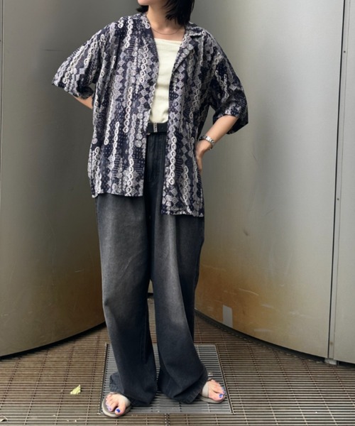 セール】開襟アソート柄シャツ（シャツ/ブラウス）｜kutir