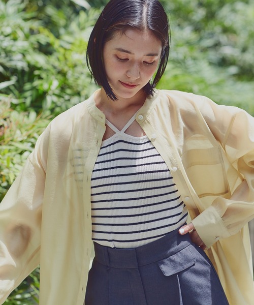 N.(N. Natural Beauty Basic)(エヌエヌナチュラルビューティーベーシック)の「◆ホルターネックニット(キャミソール・レディース・ホワイト×ブラック/ブラック/オフホワイト・MEDIUM)」の1枚目の写真