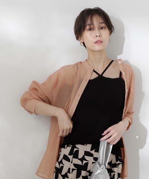 N.(N. Natural Beauty Basic)(エヌエヌナチュラルビューティーベーシック)の「◆ホルターネックニット(キャミソール・レディース・ホワイト×ブラック/ブラック/オフホワイト・MEDIUM)」の21枚目の写真