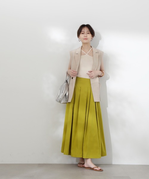 N.(N. Natural Beauty Basic)(エヌエヌナチュラルビューティーベーシック)の「◆ホルターネックニット(キャミソール・レディース・ホワイト×ブラック/ブラック/オフホワイト・MEDIUM)」の5枚目の写真