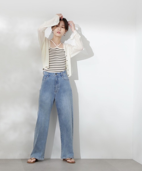 N.(N. Natural Beauty Basic)(エヌエヌナチュラルビューティーベーシック)の「◆ホルターネックニット(キャミソール・レディース・ホワイト×ブラック/ブラック/オフホワイト・MEDIUM)」の15枚目の写真