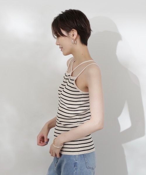 N.(N. Natural Beauty Basic)(エヌエヌナチュラルビューティーベーシック)の「◆ホルターネックニット(キャミソール・レディース・ホワイト×ブラック/ブラック/オフホワイト・MEDIUM)」の17枚目の写真