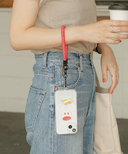 HIGHTIDE（ハイタイド）の「H.P HAND STRAP ハンドストラップ カラビナ付き スマホ ロープ 携帯電話 全機種対応（スマホグッズ・レディース・ホワイト/レッド/ブラック・FREE）」の3枚目の写真