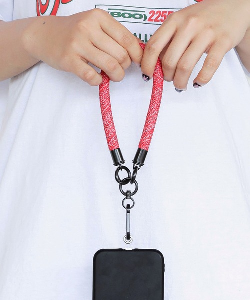 HIGHTIDE（ハイタイド）の「H.P HAND STRAP ハンドストラップ カラビナ付き スマホ ロープ 携帯電話 全機種対応（スマホグッズ・レディース・ホワイト/レッド/ブラック・FREE）」の5枚目の写真
