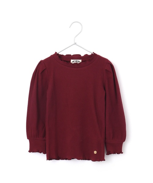 MAKE YOUR DAY(メイクユアデイ)の「テレコリブパフスリーブ長袖Tシャツ■80~140cm(Tシャツ/カットソー・キッズ・ブルー/アイボリー/ワインレッド/ブラック・100/90/110/130/80/120/140)」の4枚目の写真