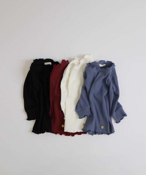 MAKE YOUR DAY(メイクユアデイ)の「テレコリブパフスリーブ長袖Tシャツ■80~140cm(Tシャツ/カットソー・キッズ・ブルー/アイボリー/ワインレッド/ブラック・100/90/110/130/80/120/140)」の22枚目の写真