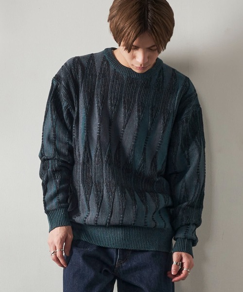 ADPOSION（アドポーション）の「ジオメトリックジャガードクルーネック