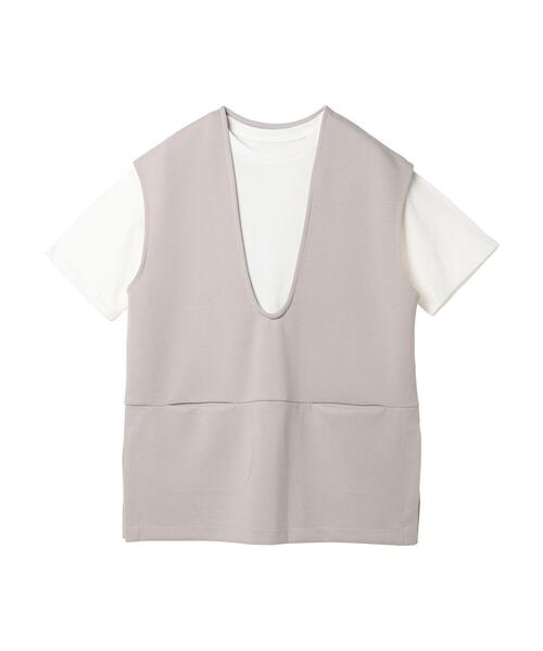 AMERICAN HOLIC（アメリカンホリック）の「SET　ポンチベスト+5分袖カットプルオーバー（Tシャツ/カットソー・レディース・チャコールグレー/ブラック/グレイッシュベージュ・M/L）」の16枚目の写真