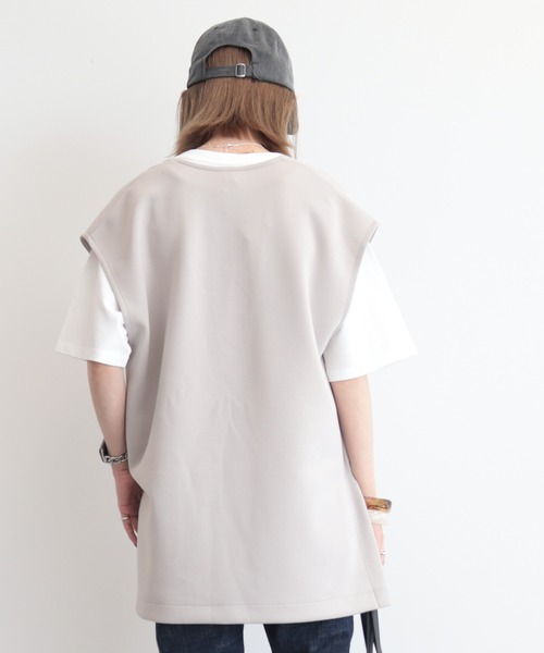 AMERICAN HOLIC（アメリカンホリック）の「SET　ポンチベスト+5分袖カットプルオーバー（Tシャツ/カットソー・レディース・チャコールグレー/ブラック/グレイッシュベージュ・M/L）」の9枚目の写真