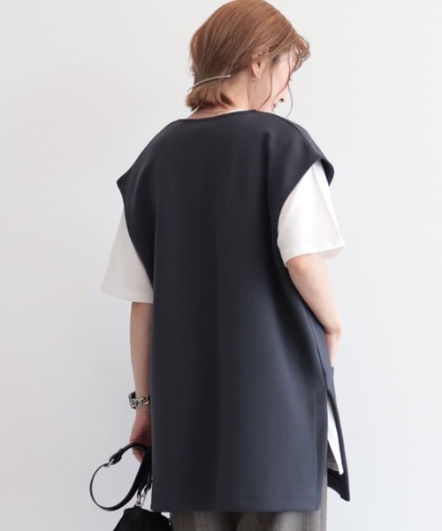 AMERICAN HOLIC（アメリカンホリック）の「SET　ポンチベスト+5分袖カットプルオーバー（Tシャツ/カットソー・レディース・チャコールグレー/ブラック/グレイッシュベージュ・M/L）」の5枚目の写真