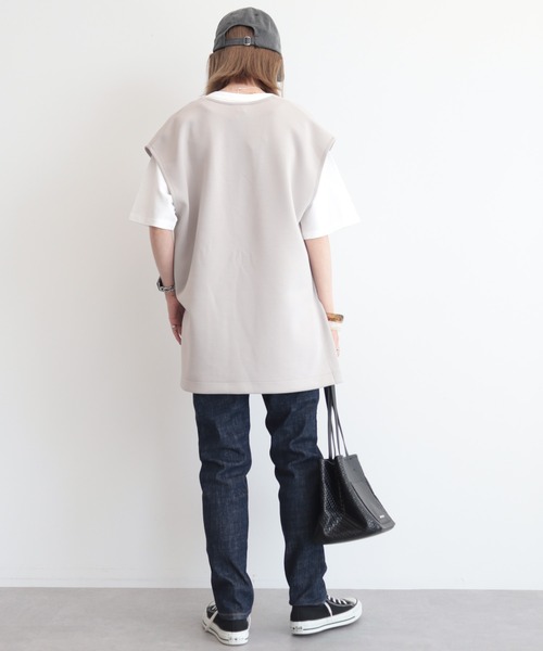 AMERICAN HOLIC（アメリカンホリック）の「SET　ポンチベスト+5分袖カットプルオーバー（Tシャツ/カットソー・レディース・チャコールグレー/ブラック/グレイッシュベージュ・M/L）」の10枚目の写真