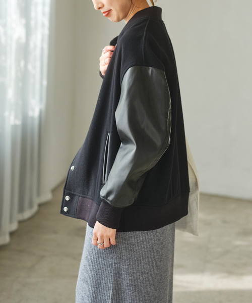 Spick & Span（スピックアンドスパン）の「≪WEB限定追加≫スタジアムジャンパー（スタジャン・レディース・ブラック・36/38）」の2枚目の写真