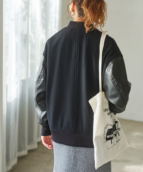 Spick & Span（スピックアンドスパン）の「≪WEB限定追加≫スタジアムジャンパー（スタジャン・レディース・ブラック・36/38）」の3枚目の写真