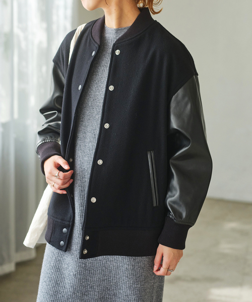 Spick & Span（スピックアンドスパン）の「≪WEB限定追加≫スタジアムジャンパー（スタジャン・レディース・ブラック・36/38）」の4枚目の写真