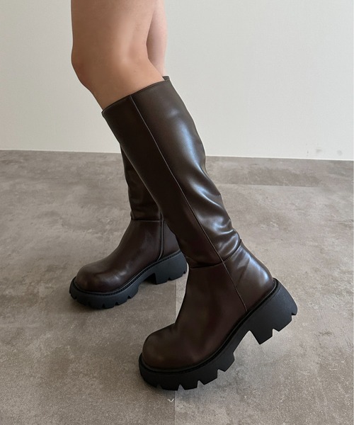apres jour mignon（アプレジュールミニョン）の「厚底ロングブーツ【ZOZOTOWN限定アイテム】（ブーツ・レディース・ダークブラウン/ブラック・SMALL/LARGE/MEDIUM/X-LARGE）」の7枚目の写真