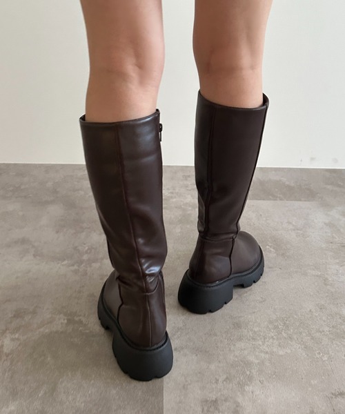 apres jour mignon（アプレジュールミニョン）の「厚底ロングブーツ【ZOZOTOWN限定アイテム】（ブーツ・レディース・ダークブラウン/ブラック・SMALL/LARGE/MEDIUM/X-LARGE）」の8枚目の写真