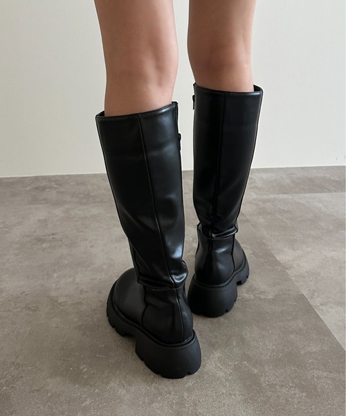 apres jour mignon（アプレジュールミニョン）の「厚底ロングブーツ【ZOZOTOWN限定アイテム】（ブーツ・レディース・ダークブラウン/ブラック・SMALL/LARGE/MEDIUM/X-LARGE）」の5枚目の写真