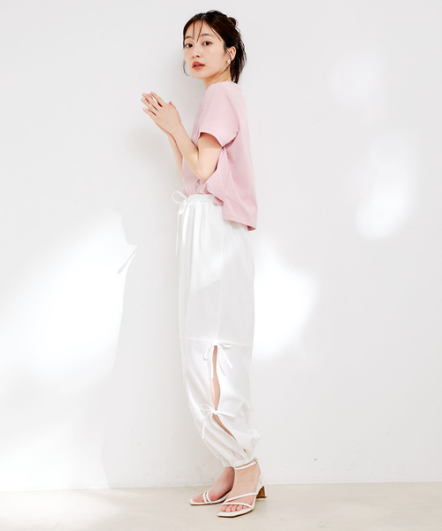 VIS(ビス)の「【洗える】サイドスリットリボンパンツ(カーゴパンツ・レディース・サックスブルー/ホワイト/クリーム・FREE)」の17枚目の写真