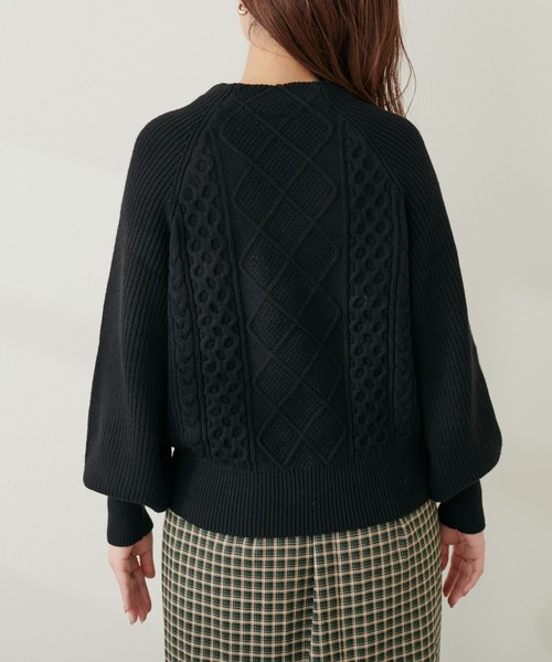 natural couture(ナチュラルクチュール)の「パール釦柄編みボトルネックニット(ニット/セーター・レディース・オフホワイト/ピンクベージュ/サックスブルー/ブラック・FREE)」の18枚目の写真
