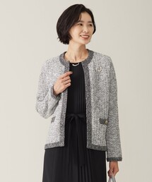 J.PRESS Ladies（J.プレス レディス）の「【WEB限定カラーあり・洗える】TWEED ニット ジャケット（ノーカラージャケット）」