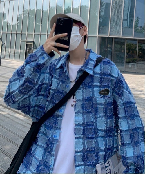 ROOPTOKYO(ループトウキョウ)の「▲シャギーデザインオーバーシャツ チェックシャツ(シャツ/ブラウス・メンズ・ブルー・L/XL/2XL)」の2枚目の写真