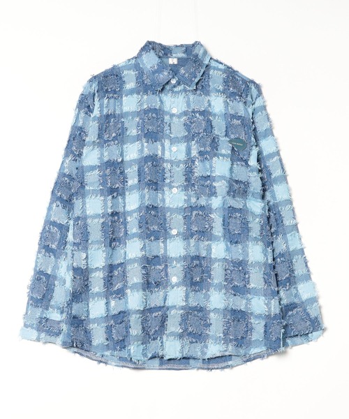ROOPTOKYO(ループトウキョウ)の「▲シャギーデザインオーバーシャツ チェックシャツ(シャツ/ブラウス・メンズ・ブルー・L/XL/2XL)」の7枚目の写真