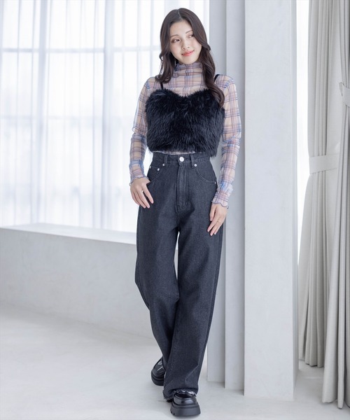 clear(クリア)の「×バックリボンファービスチェ(ベスト・レディース・ブラック/グレイッシュベージュ/ピンク/グレー/アイボリー・F)」の17枚目の写真