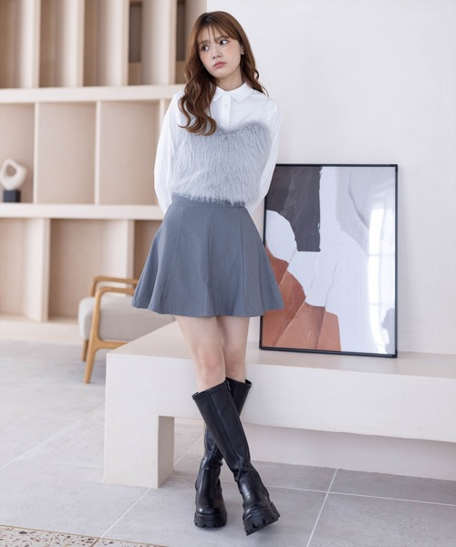 clear(クリア)の「×バックリボンファービスチェ(ベスト・レディース・ブラック/グレイッシュベージュ/ピンク/グレー/アイボリー・F)」の21枚目の写真