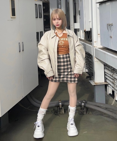 セール】【FANCY CLUB】CHECK BUCKLE WRAP SKIRT（スカート