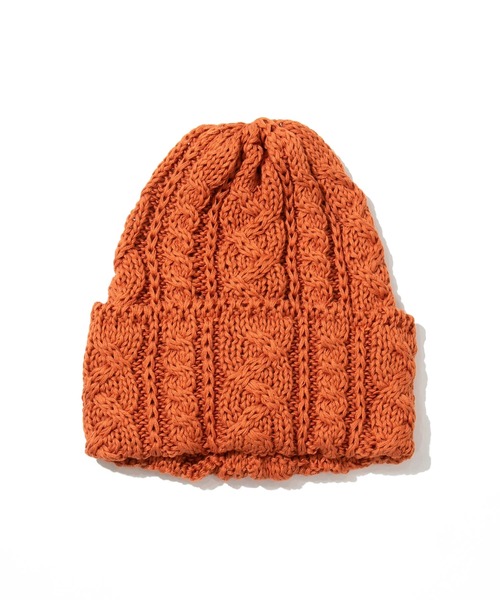 go slow caravan（ゴースローキャラバン）の「HIGHLAND2000/ハイランドトゥーサウザンド　Cable Bobcap【GSC別注】（ニットキャップ/ビーニー・レディース・ブラック/ネイビー/モスグリーン/オレンジ・FREE）」の4枚目の写真