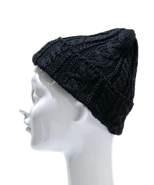 go slow caravan（ゴースローキャラバン）の「HIGHLAND2000/ハイランドトゥーサウザンド　Cable Bobcap【GSC別注】（ニットキャップ/ビーニー・レディース・ブラック/ネイビー/モスグリーン/オレンジ・FREE）」の7枚目の写真