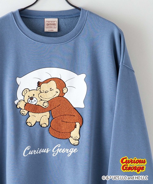 OUTDOOR PRODUCTS（アウトドアプロダクツ）の「【OUTDOOR PRODUCTS/アウトドアプロダクツ】【おさるのジョージ 】コラボ　 裏起毛　クルートレーナ－　スウェット 　ドロップショルダー　 オーバーサイズ　バックプリント（スウェット・メンズ・ホワイト/オフホワイト/ブルーグレー/杢グレー・MEDIUM/X-LARGE/LARGE）」の19枚目の写真