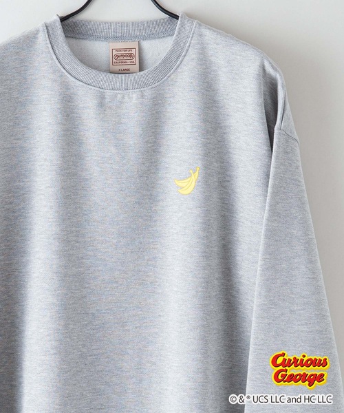 OUTDOOR PRODUCTS（アウトドアプロダクツ）の「【OUTDOOR PRODUCTS/アウトドアプロダクツ】【おさるのジョージ 】コラボ　 裏起毛　クルートレーナ－　スウェット 　ドロップショルダー　 オーバーサイズ　バックプリント（スウェット・メンズ・ホワイト/オフホワイト/ブルーグレー/杢グレー・MEDIUM/X-LARGE/LARGE）」の21枚目の写真