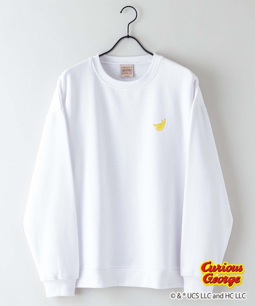 OUTDOOR PRODUCTS（アウトドアプロダクツ）の「【OUTDOOR PRODUCTS/アウトドアプロダクツ】【おさるのジョージ 】コラボ　 裏起毛　クルートレーナ－　スウェット 　ドロップショルダー　 オーバーサイズ　バックプリント（スウェット・メンズ・ホワイト/オフホワイト/ブルーグレー/杢グレー・MEDIUM/X-LARGE/LARGE）」の14枚目の写真