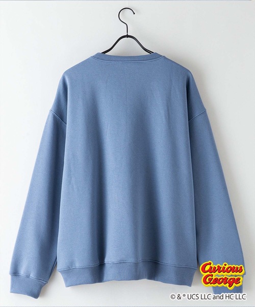 OUTDOOR PRODUCTS（アウトドアプロダクツ）の「【OUTDOOR PRODUCTS/アウトドアプロダクツ】【おさるのジョージ 】コラボ　 裏起毛　クルートレーナ－　スウェット 　ドロップショルダー　 オーバーサイズ　バックプリント（スウェット・メンズ・ホワイト/オフホワイト/ブルーグレー/杢グレー・MEDIUM/X-LARGE/LARGE）」の22枚目の写真