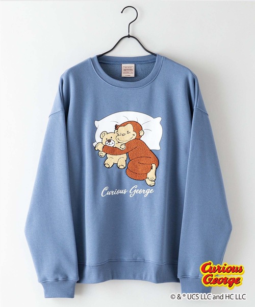 OUTDOOR PRODUCTS（アウトドアプロダクツ）の「【OUTDOOR PRODUCTS/アウトドアプロダクツ】【おさるのジョージ 】コラボ　 裏起毛　クルートレーナ－　スウェット 　ドロップショルダー　 オーバーサイズ　バックプリント（スウェット・メンズ・ホワイト/オフホワイト/ブルーグレー/杢グレー・MEDIUM/X-LARGE/LARGE）」の18枚目の写真