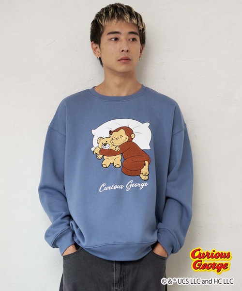 OUTDOOR PRODUCTS（アウトドアプロダクツ）の「【OUTDOOR PRODUCTS/アウトドアプロダクツ】【おさるのジョージ 】コラボ　 裏起毛　クルートレーナ－　スウェット 　ドロップショルダー　 オーバーサイズ　バックプリント（スウェット・メンズ・ホワイト/オフホワイト/ブルーグレー/杢グレー・MEDIUM/X-LARGE/LARGE）」の10枚目の写真