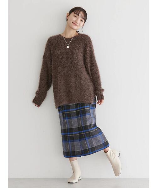 AMERICAN HOLIC(アメリカンホリック)の「シャギーゆるっとニットプルオーバー(ニット/セーター・レディース・ライトグレー/ブラウン/ブルー/ピンク・M/L)」の6枚目の写真