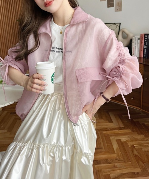ドロストスリーブシアーブルゾン⭐︎LADY MADE moment+（モーメントプラス）の「ドロストスリーブ2WAYカラー
