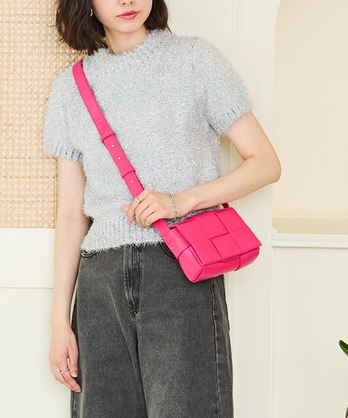 ORiental TRaffic（オリエンタルトラフィック）の「編み込みショルダーバッグ BA-213（ショルダーバッグ・レディース・グリーン/ブラック/アイボリー/ピンク・ﾌﾘ-）」の4枚目の写真