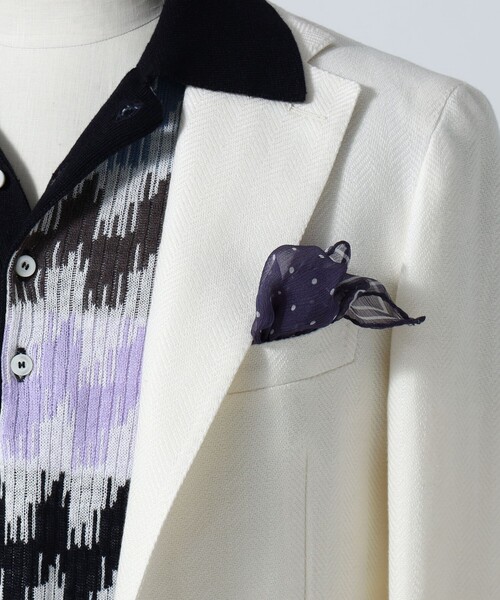 BEAMS F（ビームスエフ）の「REGAGLIA × BEAMS F / 別注 シルク ドット チーフ（ハンカチ/ハンドタオル・メンズ・オレンジ系その他6/イエロー/ネイビー/パープル/ブラック・ONE SIZE）」の3枚目の写真