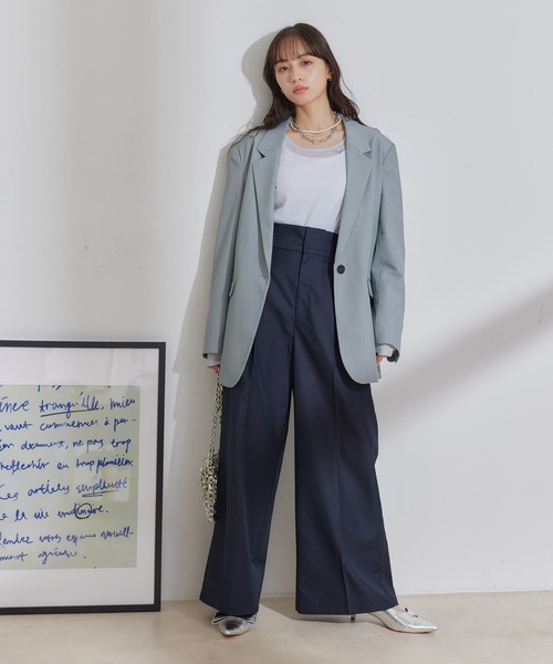 VIS（ビス）の「オーバーサイズシングルジャケット（テーラードジャケット・レディース・ライトグレー/ミント/ブラウン系その他2・M/S）」の13枚目の写真