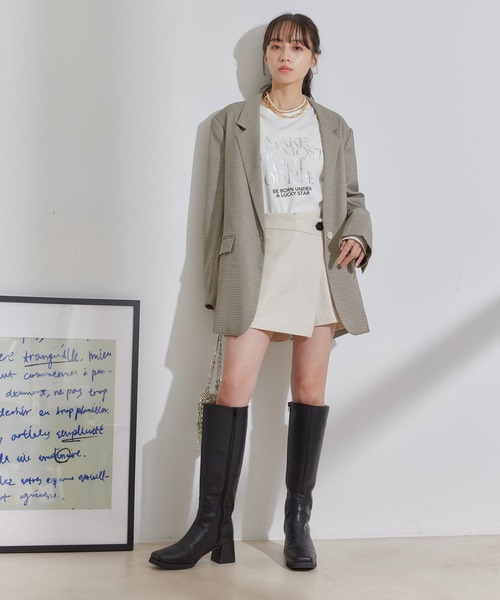 VIS（ビス）の「オーバーサイズシングルジャケット（テーラードジャケット・レディース・ライトグレー/ミント/ブラウン系その他2・M/S）」の6枚目の写真