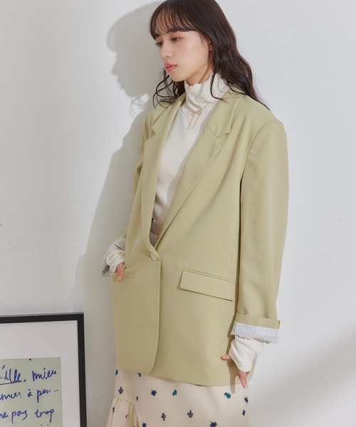 VIS（ビス）の「オーバーサイズシングルジャケット（テーラードジャケット・レディース・ライトグレー/ミント/ブラウン系その他2・M/S）」の8枚目の写真