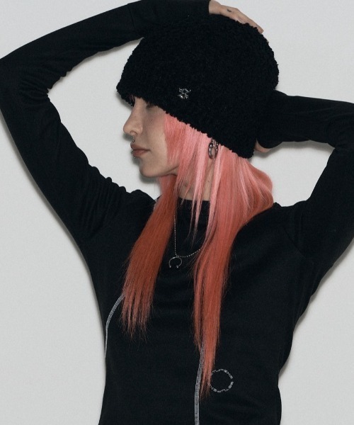 SETUPEXE CORSAGE BEANIE BLACK 韓国 ビーニー 黒 パールコサージュビーニー ブラック - SETUP EXE | 60% - アジア