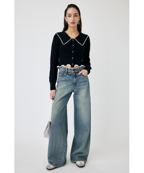 MOUSSY（マウジー）の「KNIT LACEWORK COLLAR カーディガン