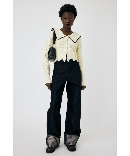 MOUSSY（マウジー）の「KNIT LACEWORK COLLAR カーディガン（カーディガン/ボレロ・レディース・ブラック/ライトブルー/アイボリー・FREE）」の11枚目の写真