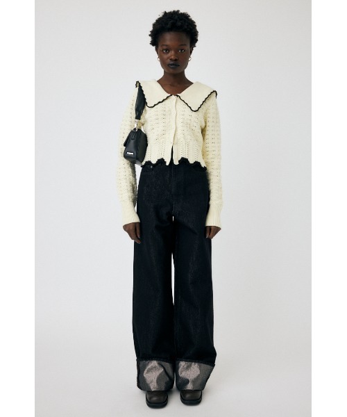 MOUSSY（マウジー）の「KNIT LACEWORK COLLAR カーディガン