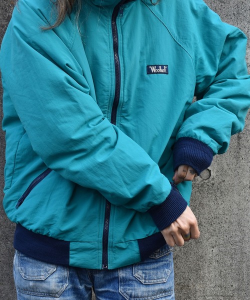 WOOLRICH(ウールリッチ)の「【ヴィンテージ古着】80's Woolrich/ウールリッチ ロゴ フルジップナイロンジャケット USA製(ナイロンジャケット・メンズ・グリーン・LARGE)」の14枚目の写真